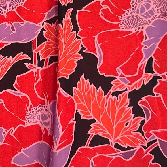 Who What Wear SZ XXL Silky Red Abstract Floral Button Front Shirt Modern Relaxed - Picture 5 of 7